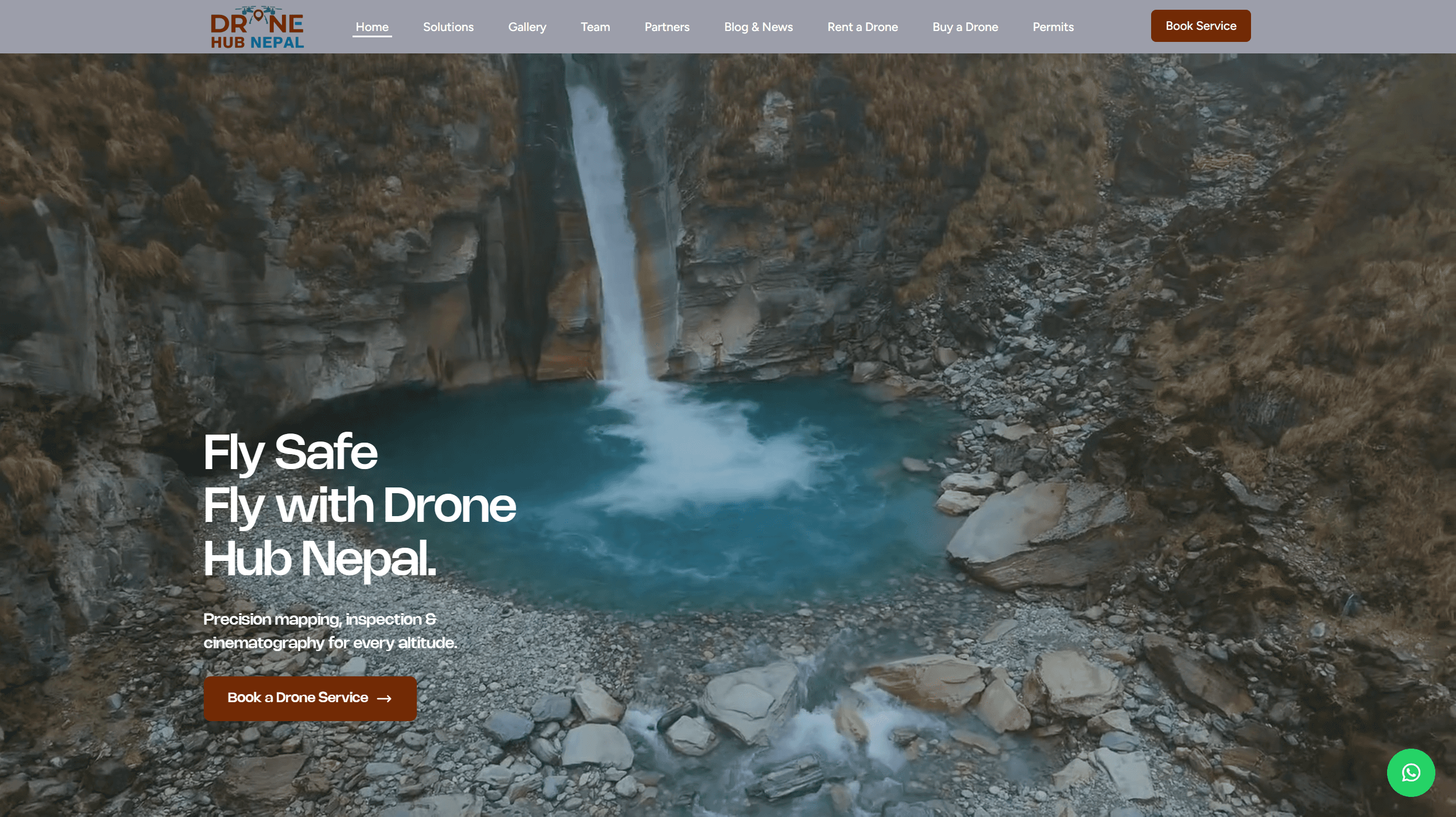 Drone Hub Nepal e-commerce platform showing commercial drone listings with integrated training enrollment and repair service booking