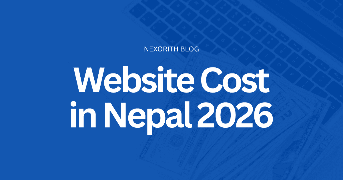 Nepali rupee notes arranged next to a laptop showing a website design, representing website development costs in Nepal for 2026